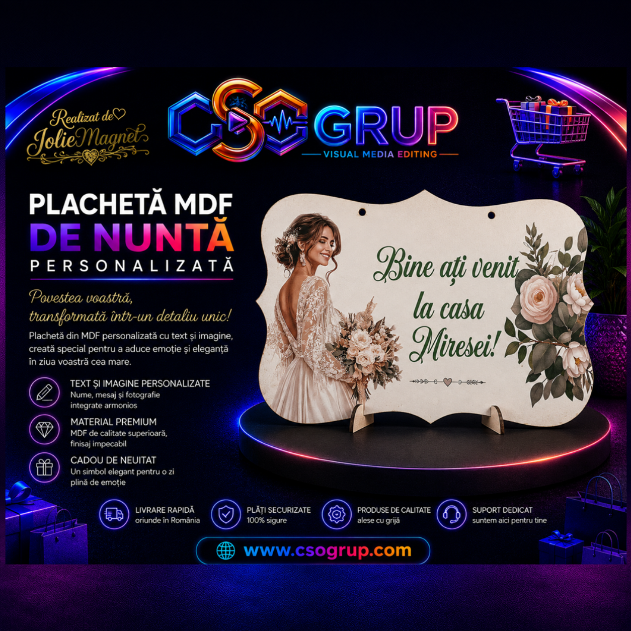 Placheta MDF de Nunta Personalizata - imagine 2