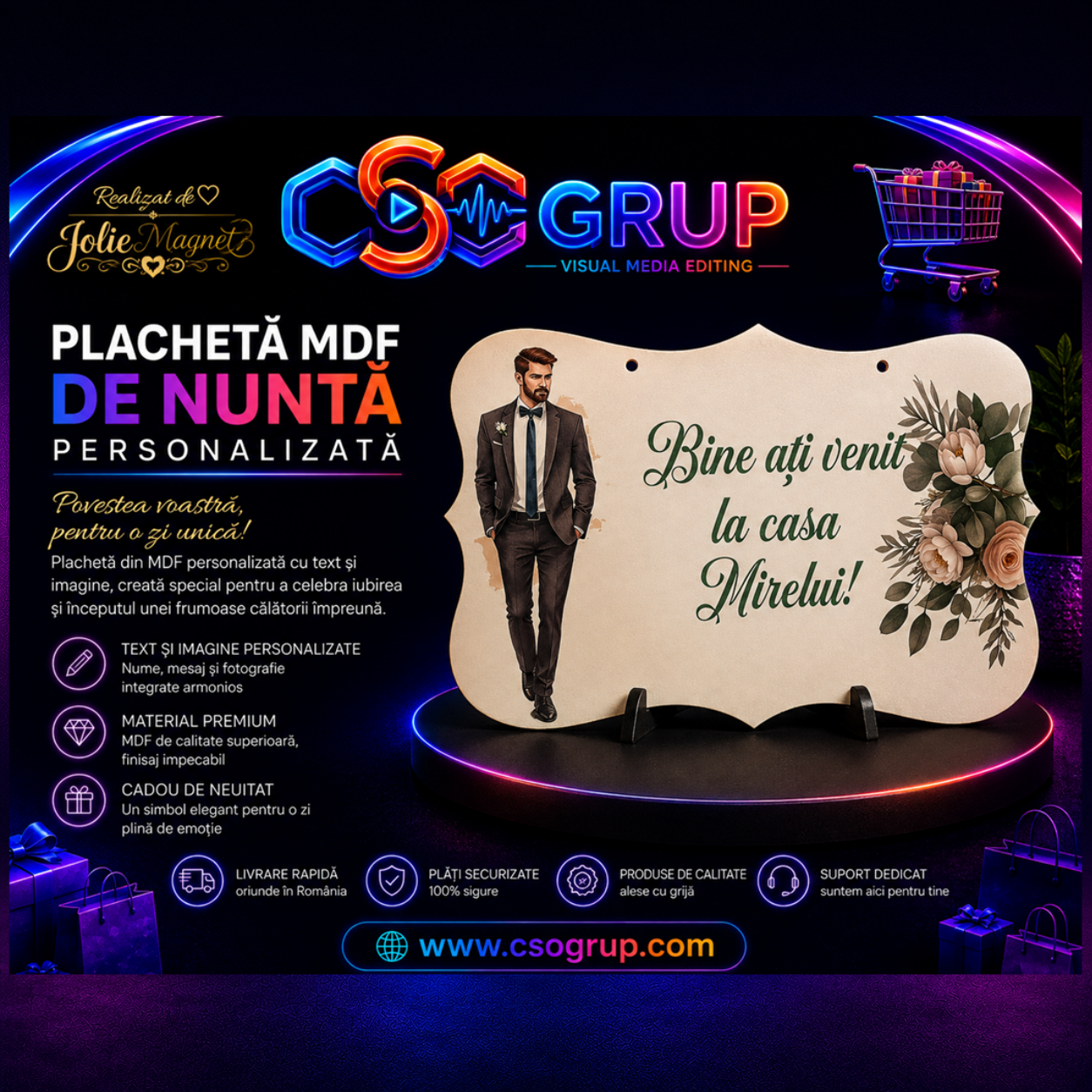 Placheta MDF de Nunta Personalizata - imagine 3