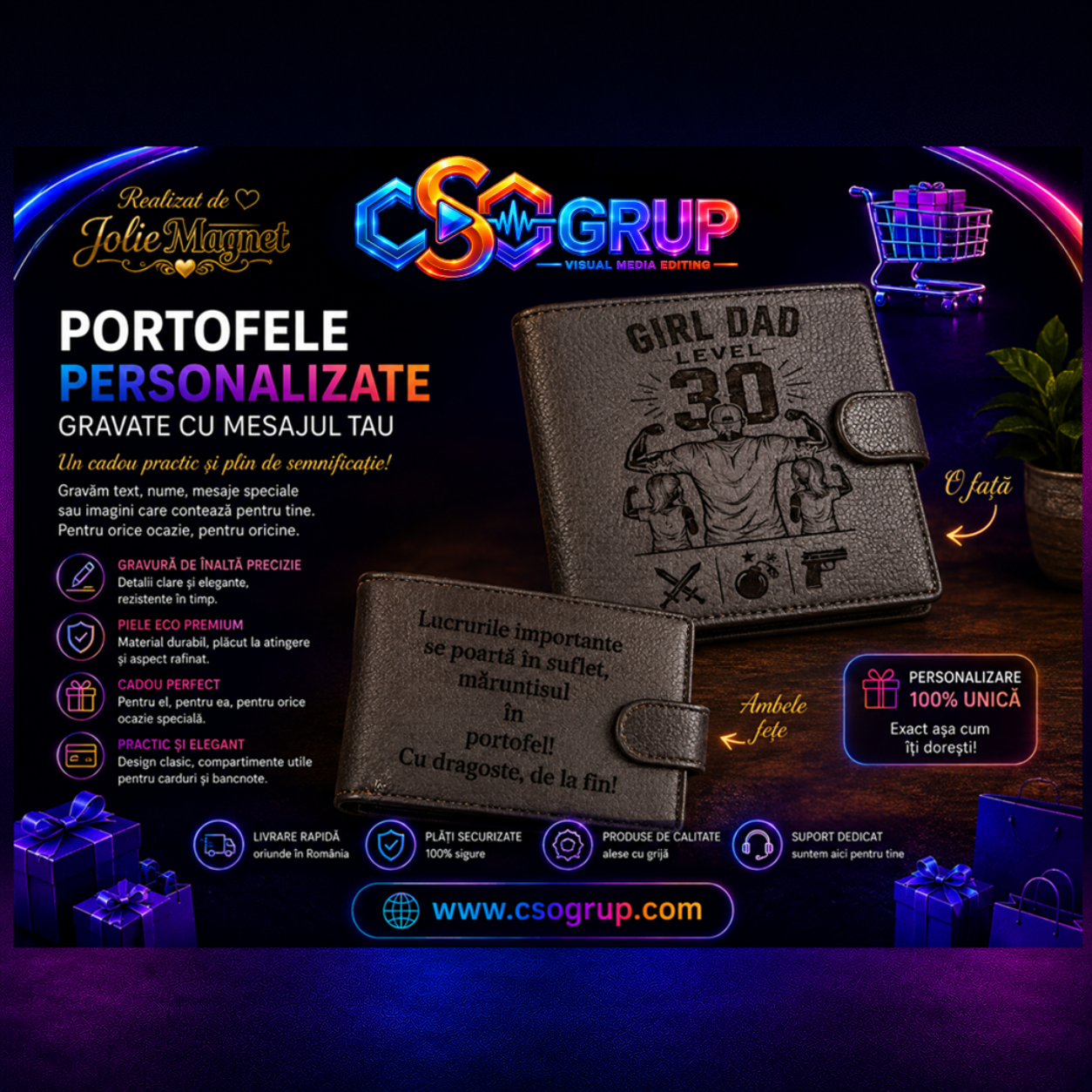 Portofel gravat personalizat