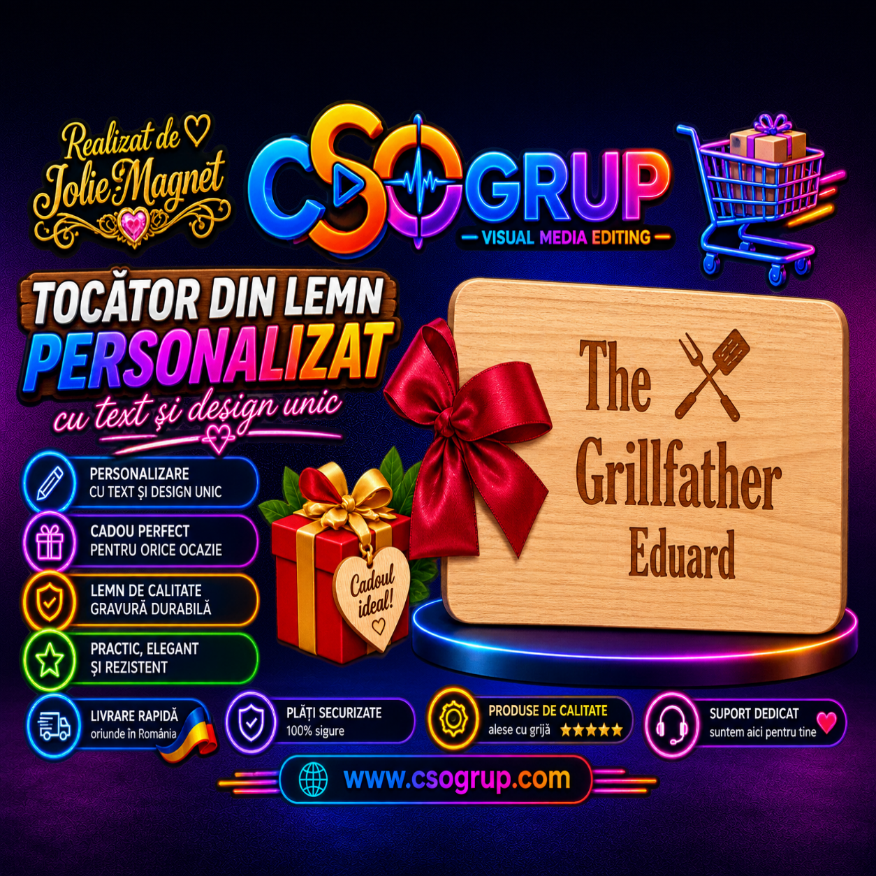 Tocator din Lemn Personalizat