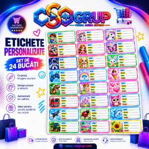 Set 24 etichete personalizate pentru scoala CSO Grup